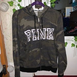 PINK full zip camo sweatshirt